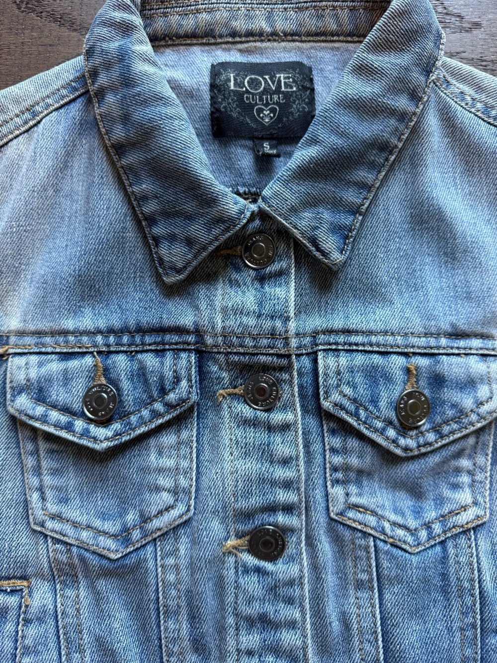 Love Culture Denim Vest Small Light Wash Distressed Jean Jacket - Picture 2 of 10